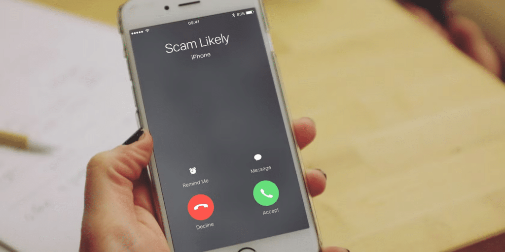 An image of a phone getting a "Scam Likely" call.